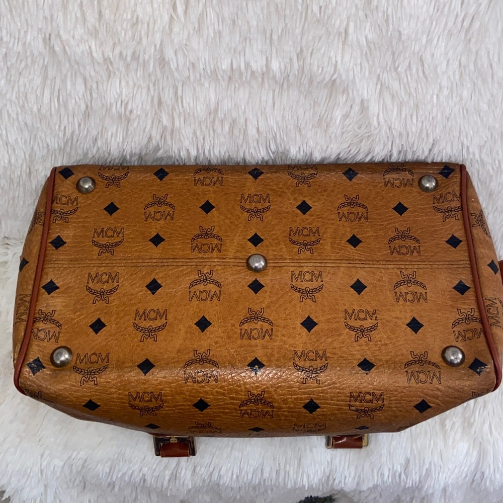 MCM Visetos Monogram Cognac Boston Bag - Picture 5 of 16